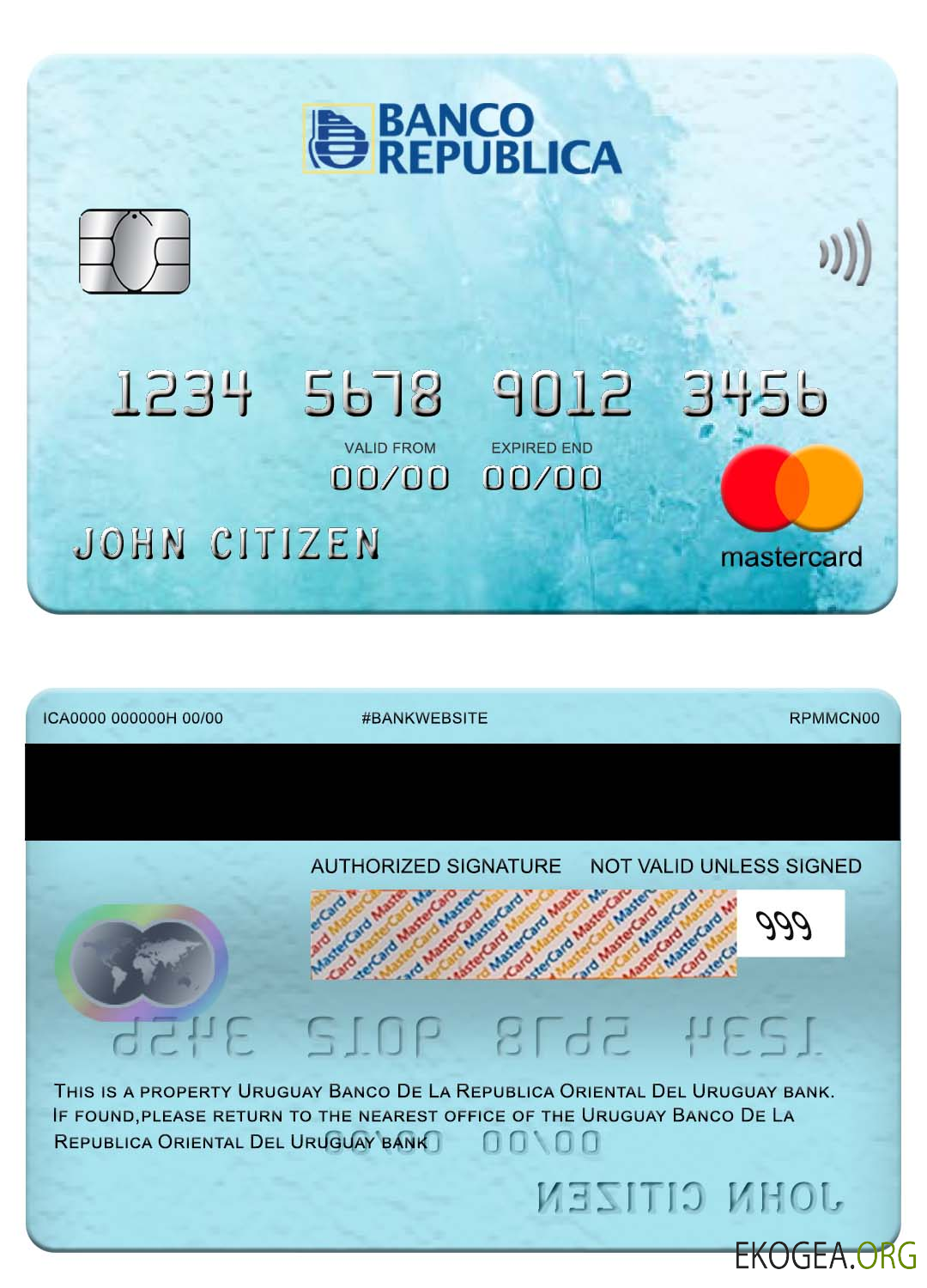 Carte bancaire Mastercard Uruguay Banco De La Republica Oriental Del Uruguay